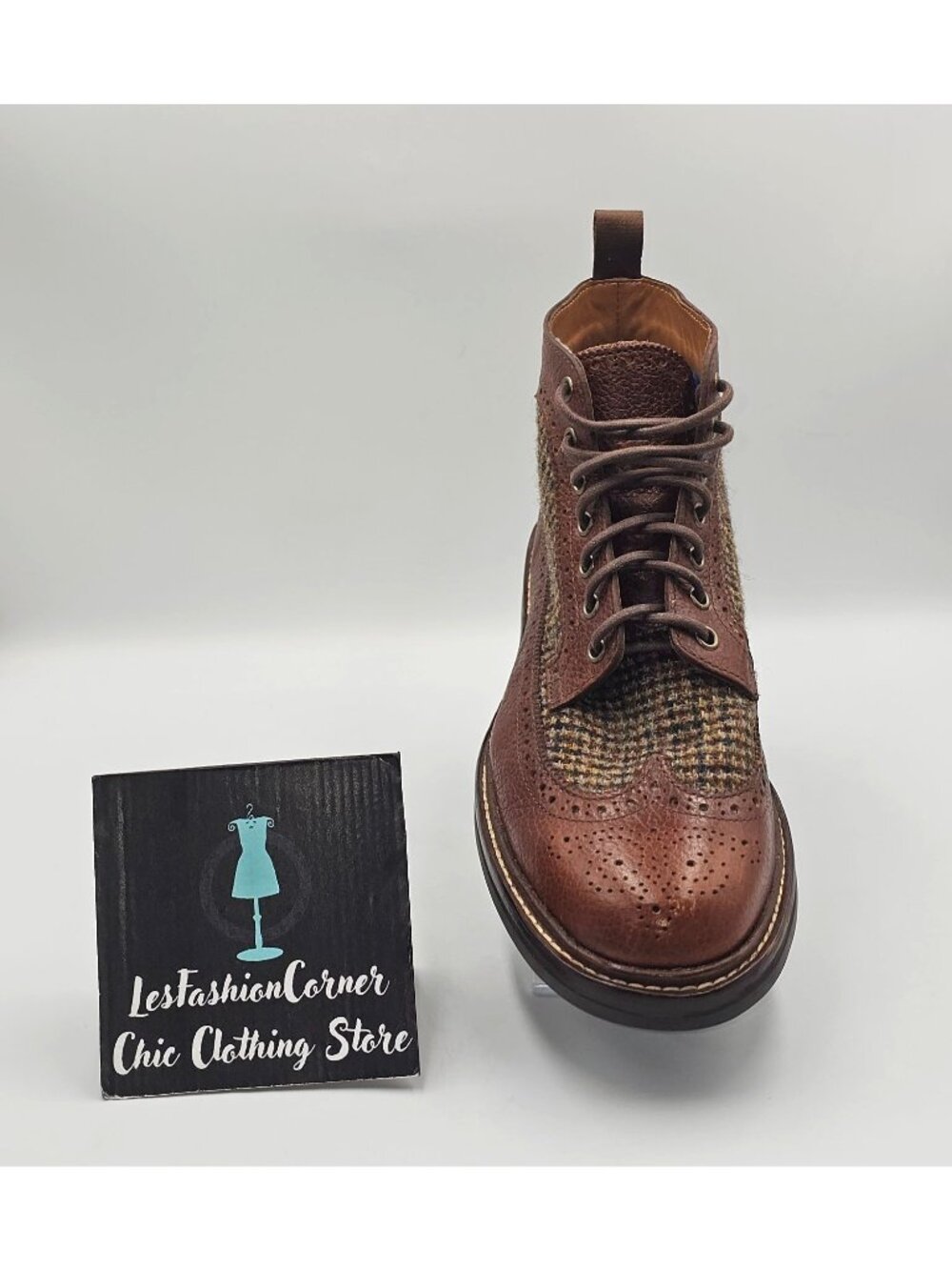 NWOB Taft Men's Brown Leather Tweed  The Boston Longwing Boots Size 9D 3654 - Picture 14 of 16